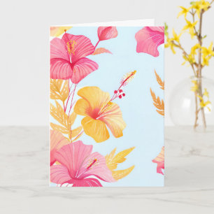 Mooie Hibiscus Tropische Bloem Waterverf Kaart