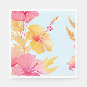 Mooie Hibiscus Tropische Bloem Waterverf Servet