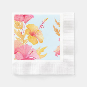 Mooie Hibiscus   Tropische Bloem Waterverf Servet