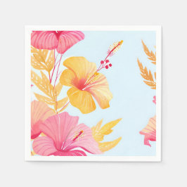 Mooie Hibiscus | Tropische Bloem Waterverf Servet
