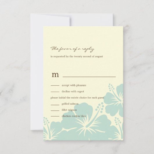 Mooie Hibiscus Wedding RSVP-kaarten (blauw) RSVP Kaartje (Voorkant)