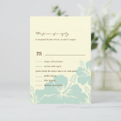 Mooie Hibiscus Wedding RSVP-kaarten (blauw) RSVP Kaartje (Staand voorkant)