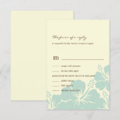 Mooie Hibiscus Wedding RSVP-kaarten (blauw) RSVP Kaartje (Voorkant / Achterkant)