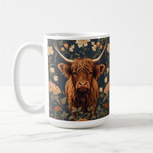 Mooie Highland Koe Vintage Bloemen Koffiemok