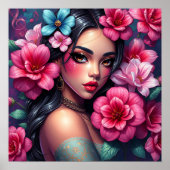 Mooie Hispanic Anime Vrouw Poster (Voorkant)