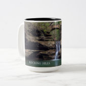 Mooie Hocking Hills Iconische waterval Tweekleurige Koffiemok (Voorkant links)