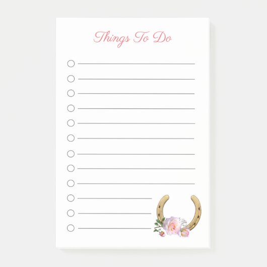 Mooie hoefijzer met bloemen Dingen om te doen Post-it® Notes (Voorkant)