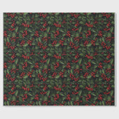 Mooie Holly Berry Kerstmis Cadeaupapier (Vlak)