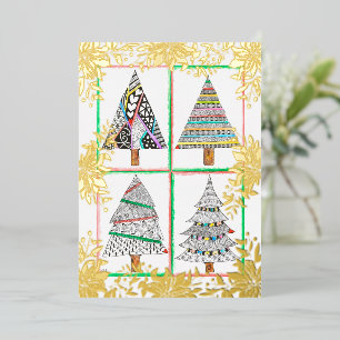 Mooie Holly en Ornament kerstzegeningen F Folie Uitnodiging