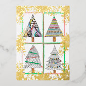 Mooie Holly en Ornament kerstzegeningen F Folie Uitnodiging (Voorkant)