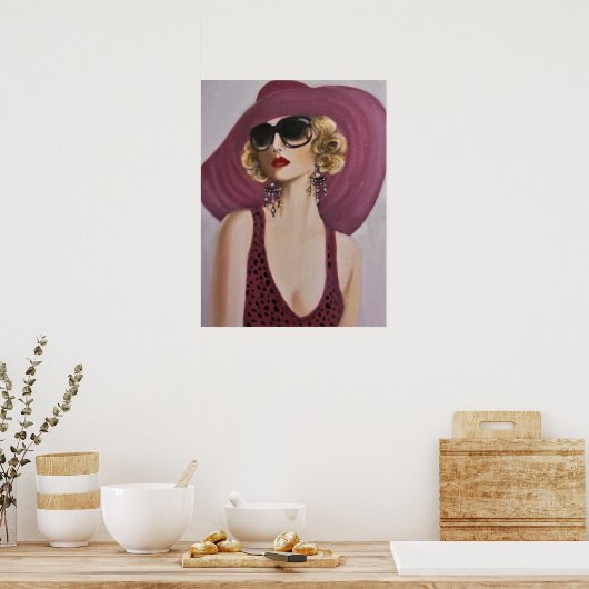 Mooie Hollywood Era Lady/Poster Poster (Keuken)