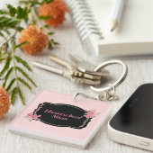 Mooie Homeschool Mom Roze en Zwart Sleutelhanger (Voorkant Rechts)