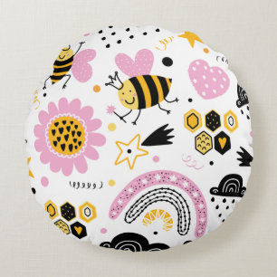 Mooie hommel en regenboog kinderkamer rond kussen