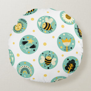 Mooie hommel en regenboog kinderkamer rond kussen