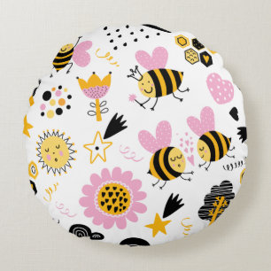 Mooie hommel en regenboog kinderkamer rond kussen