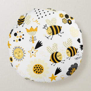 Mooie hommel en regenboog kinderkamer rond kussen