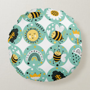 Mooie hommel en regenboog kinderkamer rond kussen