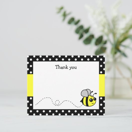 Mooie hommel gele platte bedankkaartjes notitiekaartje (Staand voorkant)