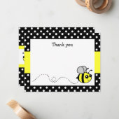 Mooie hommel gele platte bedankkaartjes notitiekaartje (Voorkant / Achterkant in situ)