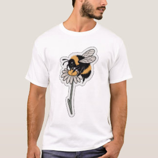 Mooie hommel-madeliefjesbloem T-shirt ontwerp