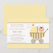 Mooie hommel wandelwagen babyshower uitnodigingen (Voorkant / Achterkant)