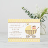 Mooie hommel wandelwagen babyshower uitnodigingen (Staand voorkant)