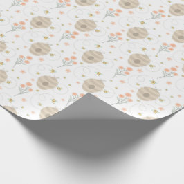 Mooie hommels en bloemen inpakpapier