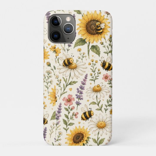 Mooie Hommels & Wilde Bloemen Patroon Case-Mate iPhone Case (Achterkant)