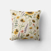 Mooie Hommels & Wilde Bloemen Patroon Kussen (Voorkant)