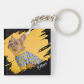 Mooie Hond 2 Foto Script Naam Huisdierliefhebber Sleutelhanger (Achterkant)