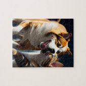 Mooie hond en kat spelen legpuzzel (Horizontaal)