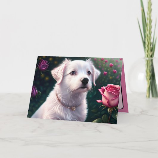 Mooie Hond En Rozen Collectie Kaart (Voorkant)
