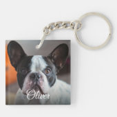 Mooie Hond Foto Script Naam Huisdierliefhebber Sleutelhanger (Achterkant)