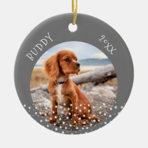Mooie Hond huisdier 2 foto's ster patroon Kerstmis Keramisch Ornament