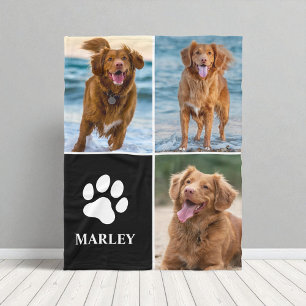 Mooie Hond Liefhebber Pootafdruk Foto Collage Huis Fleece Deken