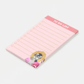 Mooie hond met bloemen op roze post-it® notes (Schuin)