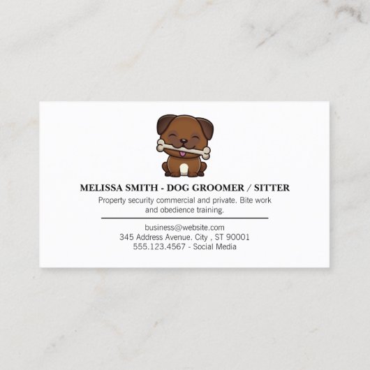 Mooie Hond met Bot | Poot | Houten Visitekaartje (Achterkant)
