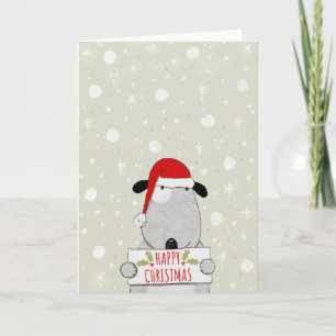 Mooie hond met Kerstmis bordje Kerstkaart Feestdagen Kaart