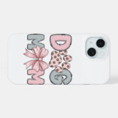 Mooie Hond Moeder Hoesje voor Telefoon | Roze Stri iPhone 15 Case (Achterkant horizontaal)
