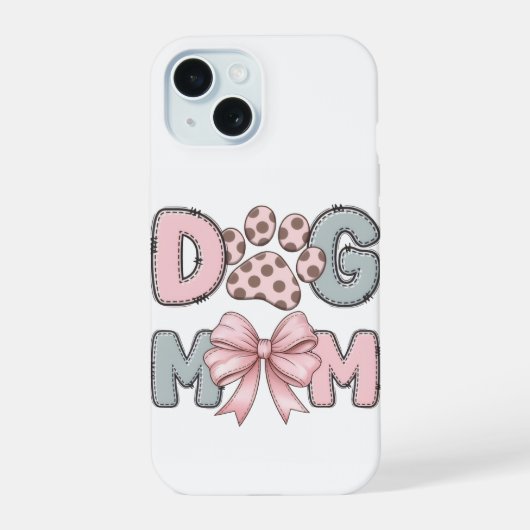 Mooie Hond Moeder Hoesje voor Telefoon | Roze Stri iPhone 15 Case (Achterkant)