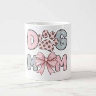 Mooie Hond Moeder Mok Roze Boog Pootafdruk Koffi