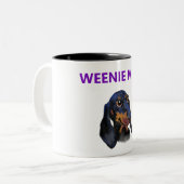 Mooie hond mok, weenie hond, moeder hond tweekleurige koffiemok (Voorkant links)