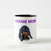Mooie hond mok, weenie hond, moeder hond tweekleurige koffiemok (Center)