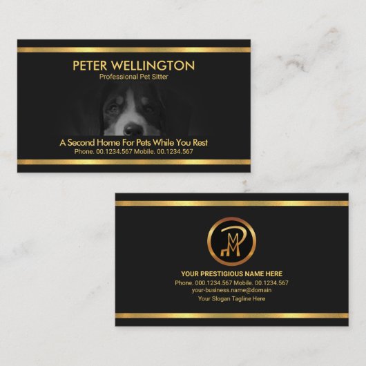 Mooie hond Motif Gold Stripes Pet Sitter Visitekaartje (Voorkant / Achterkant)
