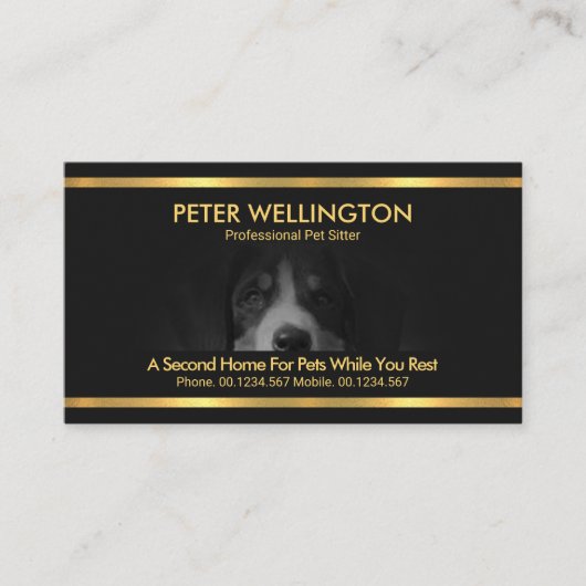 Mooie hond Motif Gold Stripes Pet Sitter Visitekaartje (Voorkant)