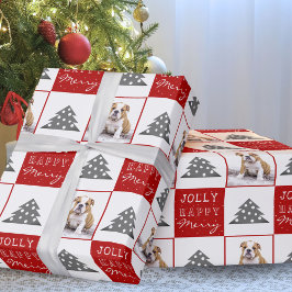 Mooie Hond Puppies Huisdier Typografie Kerstboom F Cadeaupapier