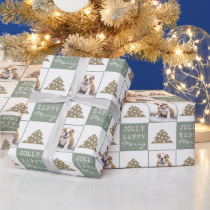 Mooie Hond Puppies Huisdier Typografie Kerstboom F Cadeaupapier