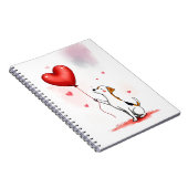 Mooie hond rode harten spiraal notebook notitieboek (Rechterzijde)