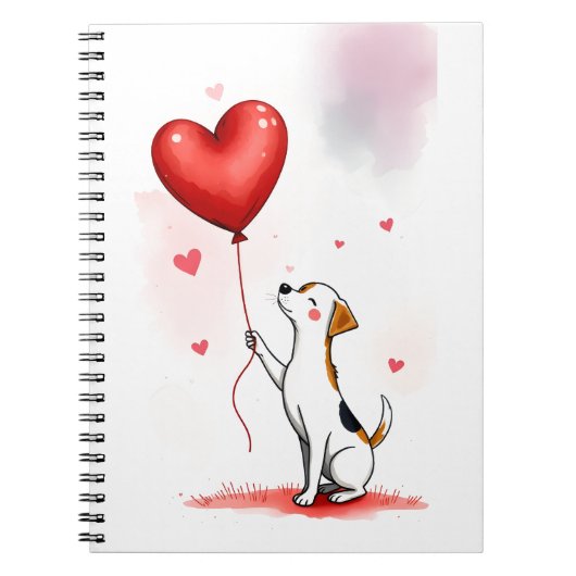Mooie hond rode harten spiraal notebook notitieboek (Voorkant)