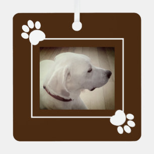 Mooie hond rustieke donkerbruine single 1 foto metalen ornament